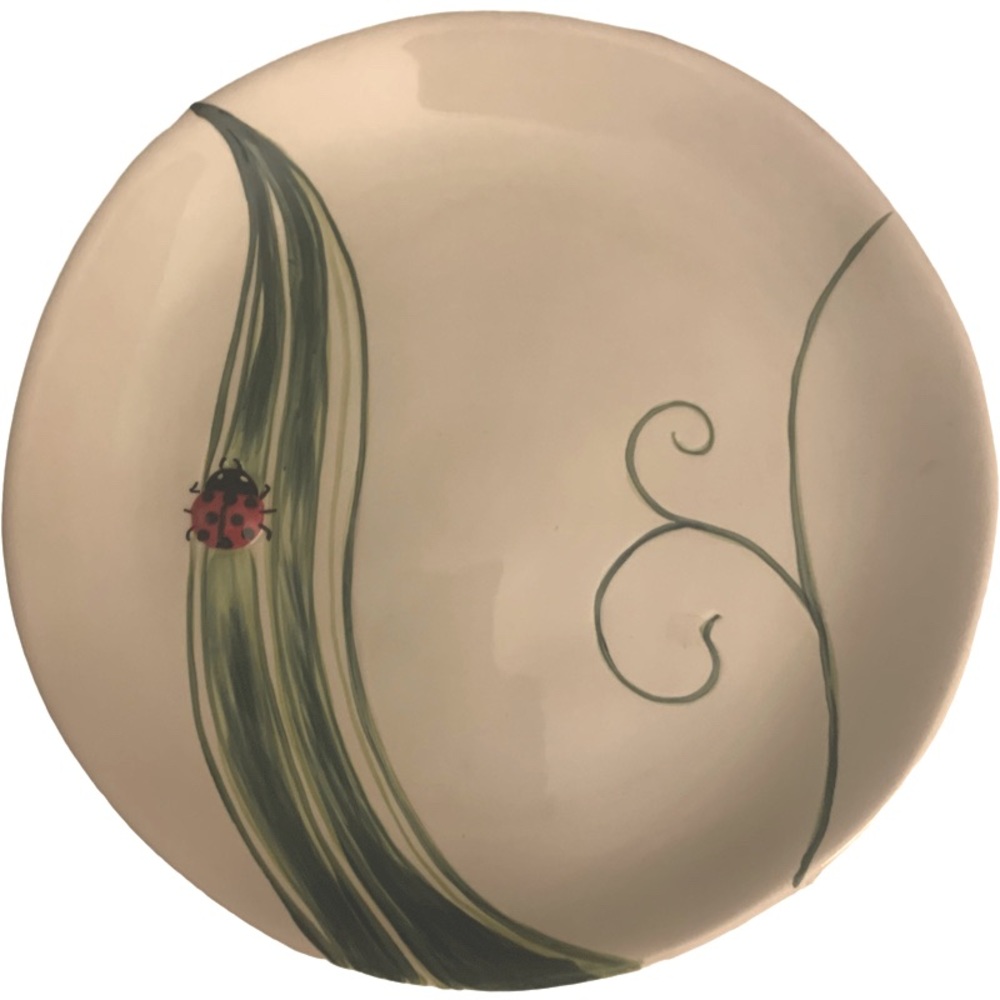 Set/2 NWT Pier 1 Imports Ladybug Hand Painted Salad Dessert Plates 8.5"